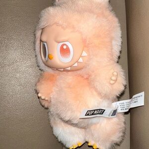 Pop Mart Labubu Furry Bunny Plush Toy - Peach and White